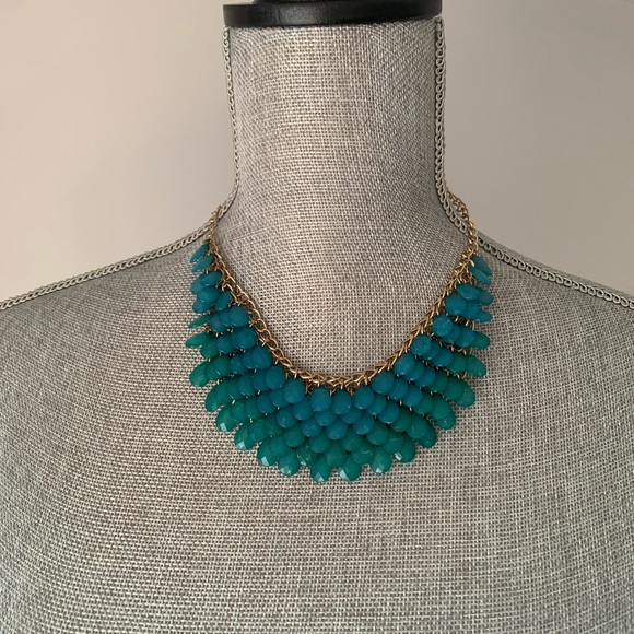 Blue to Green Ombré jewel Statement Necklace - Picture 4 of 7
